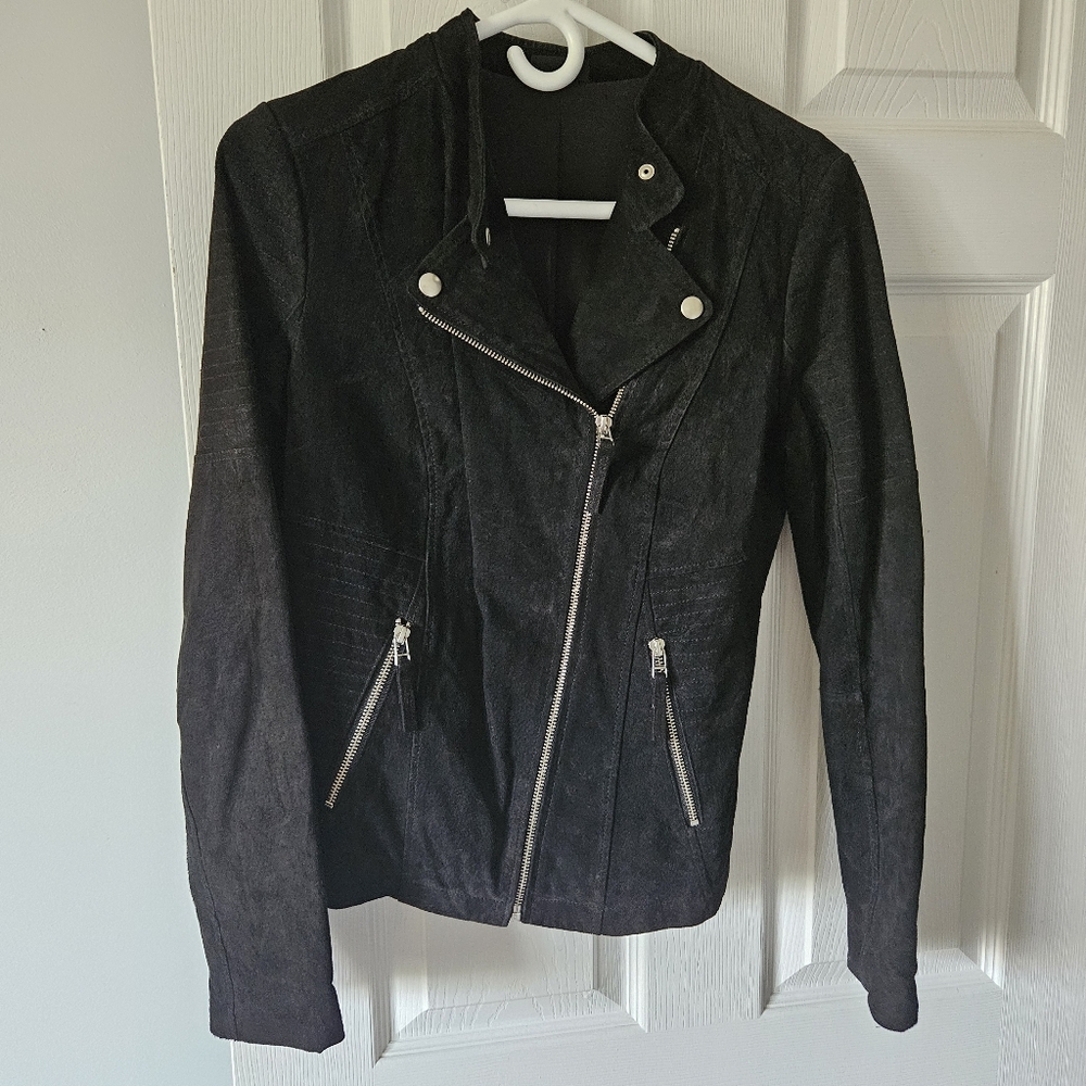Black Suede Moto Jacket Esmara
